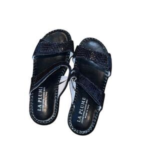 La Plume Women's Black Leather Sandals Size 36
